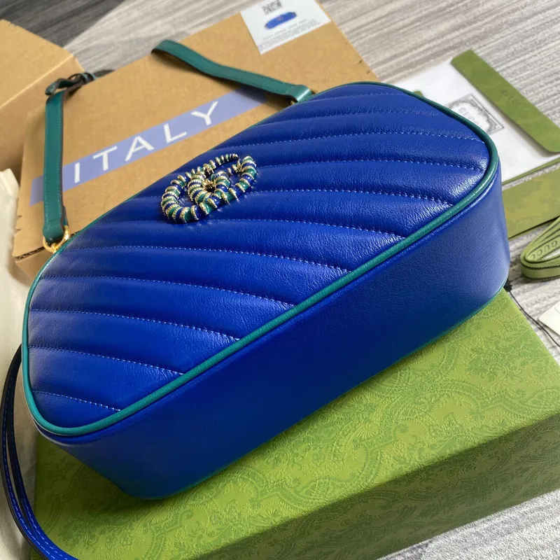 Gucci 447632 GG Marmont Small Shoulder Bag Blue