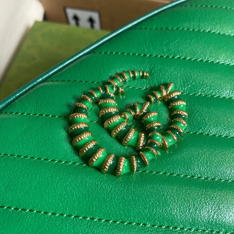 Gucci 447632 GG Marmont Small Shoulder Bag Green