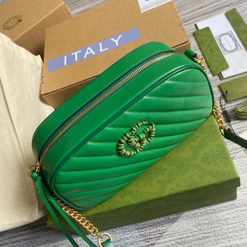 Gucci 447632 GG Marmont Small Shoulder Bag Green