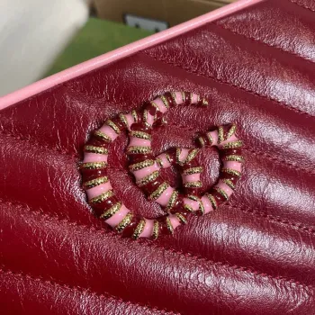 Gucci 447632 GG Marmont Small Shoulder Bag Red pink