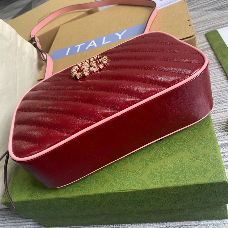 Gucci 447632 GG Marmont Small Shoulder Bag Red pink