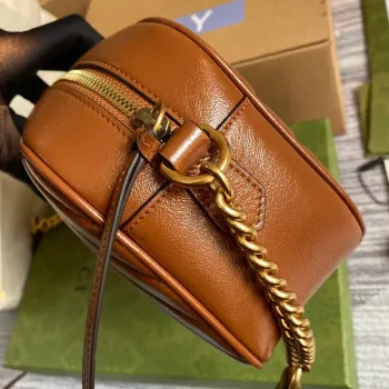 Gucci 447632 GG Marmont Small Matelassé Shoulder Bag Brown