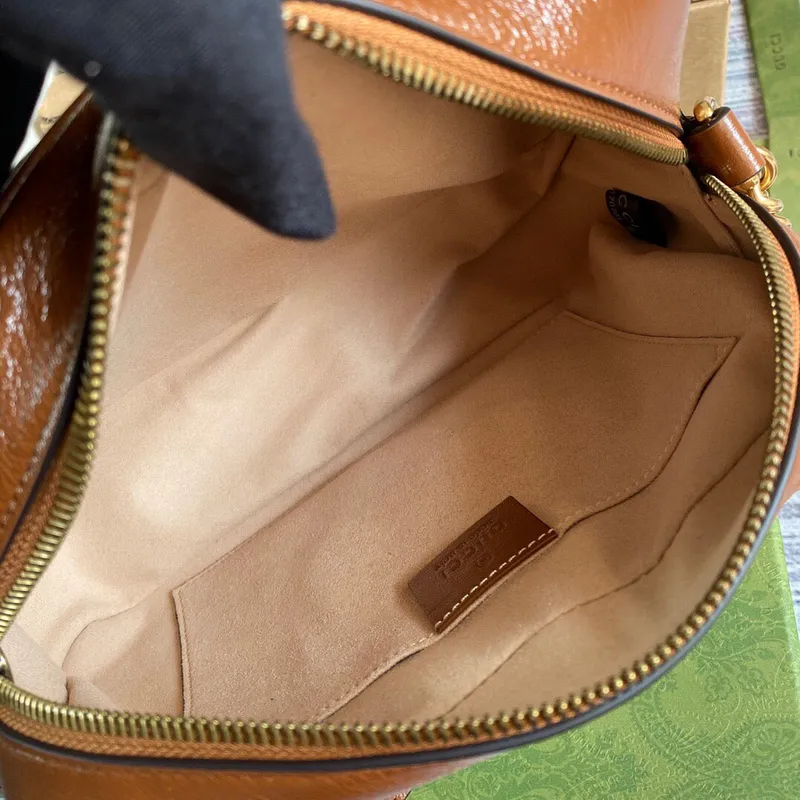 Gucci 447632 GG Marmont Small Matelassé Shoulder Bag Brown