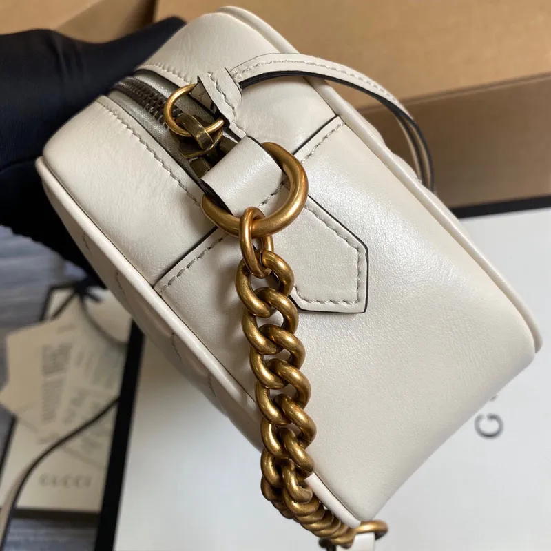 Gucci 447632 GG Marmont Small Shoulder Bag White