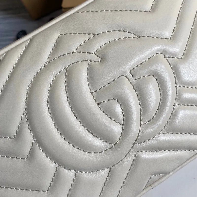 Gucci 447632 GG Marmont Small Shoulder Bag White