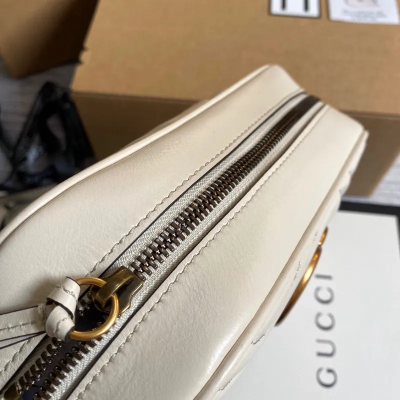 Gucci 447632 GG Marmont Small Shoulder Bag White