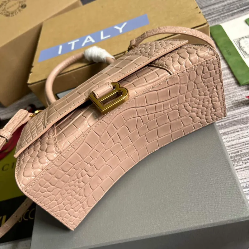 Gucci 681697 The Hacker Project Small Hourglass Crocodile Bag Pink
