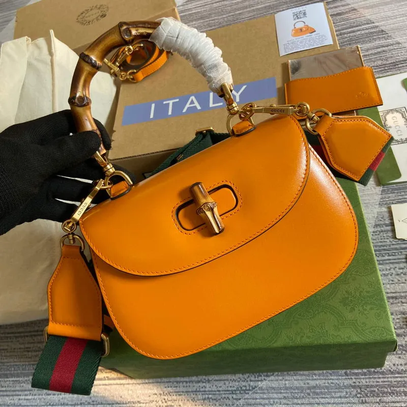 Gucci 675797 Bamboo1947 small top handle bag Orange