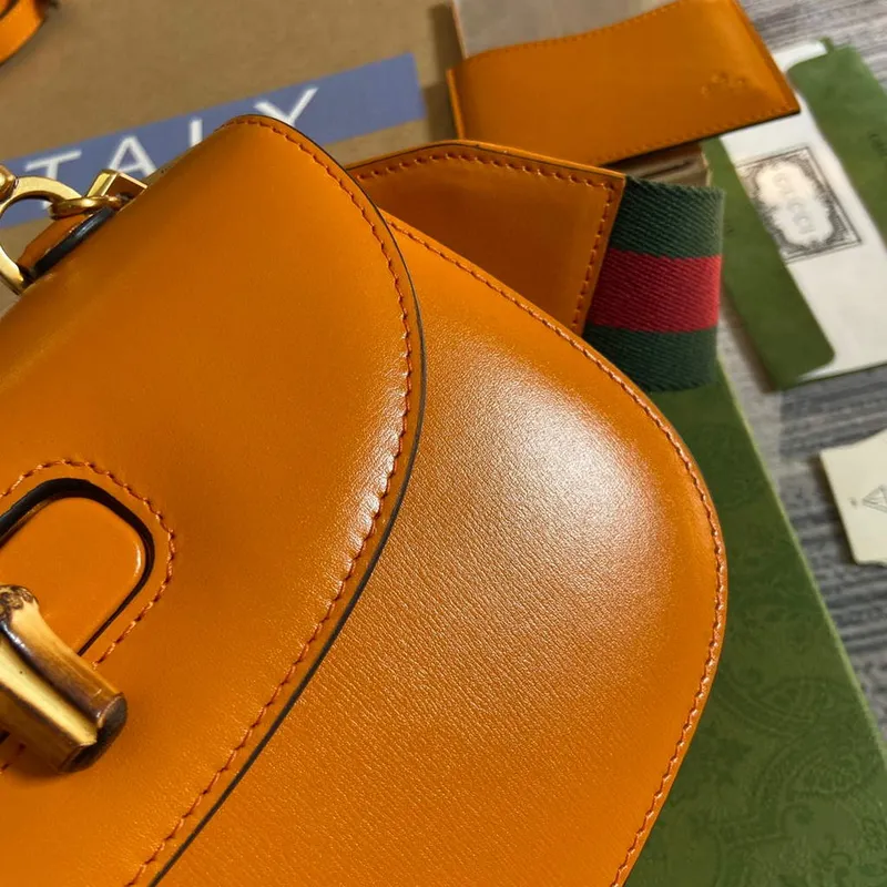 Gucci 675797 Bamboo1947 small top handle bag Orange