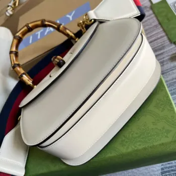 Gucci 675797 Bamboo1947 small top handle bag White