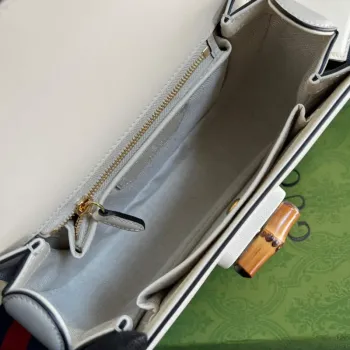 Gucci 675797 Bamboo1947 small top handle bag White