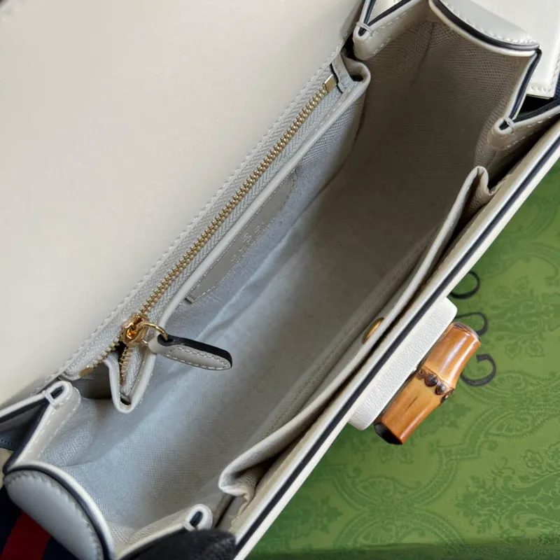 Gucci 675797 Bamboo1947 small top handle bag White