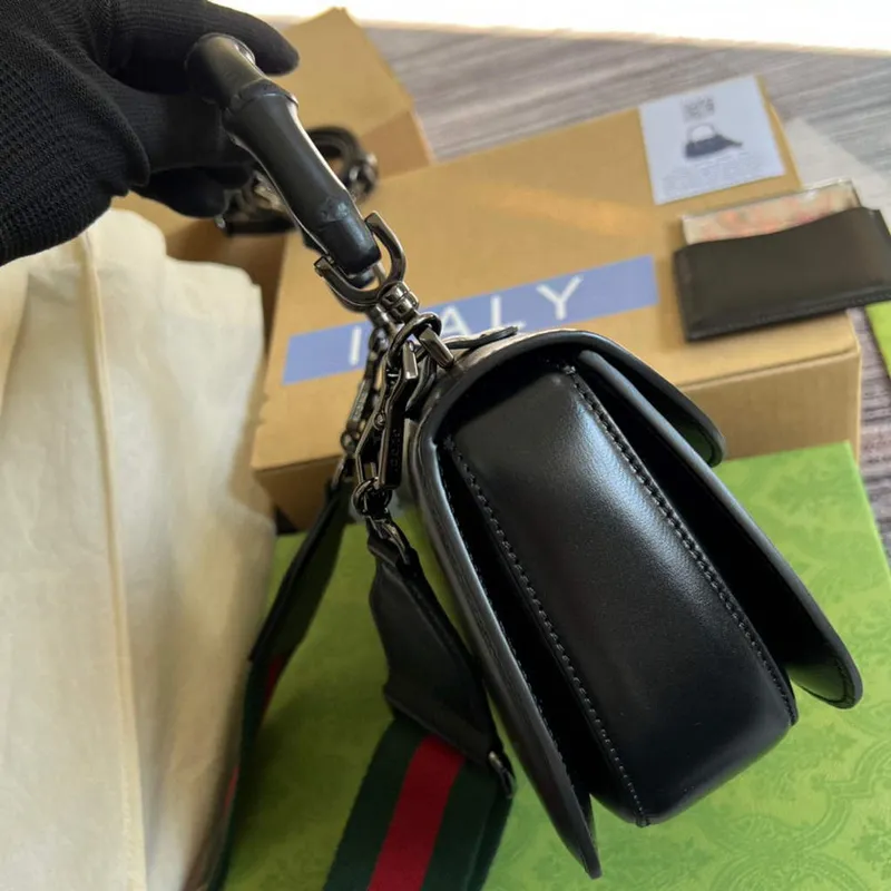 Gucci 675797 Bamboo1947 small top handle bag Black