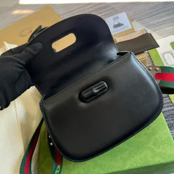 Gucci Bamboo1947 small top handle bag 675797 Black slivery