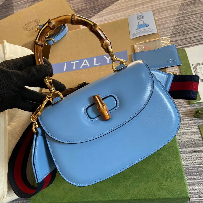 Gucci Bamboo1947 small top handle bag 675797 Blue