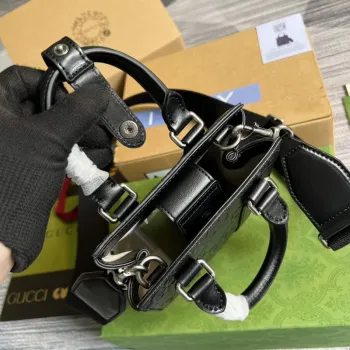 Gucci 696010 GG Embossed Mini Tote Bag Black