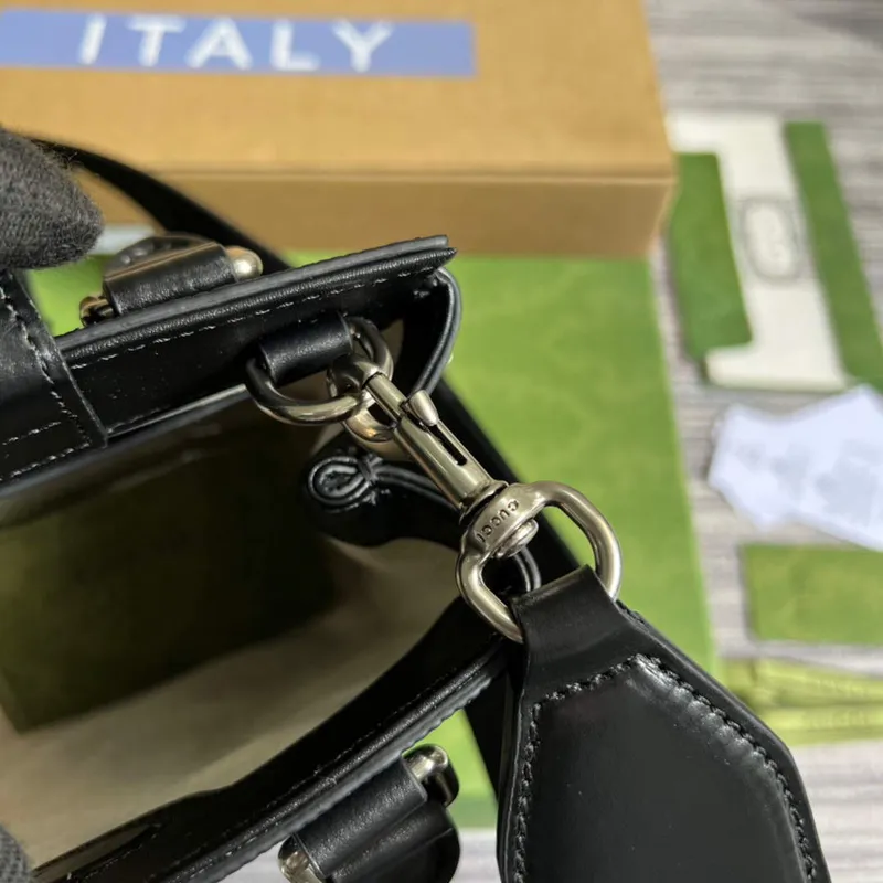 Gucci 696010 GG Embossed Mini Tote Bag Black