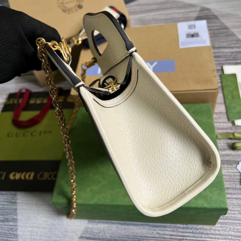 Gucci 693724 Ophidia Small Tote With Web White