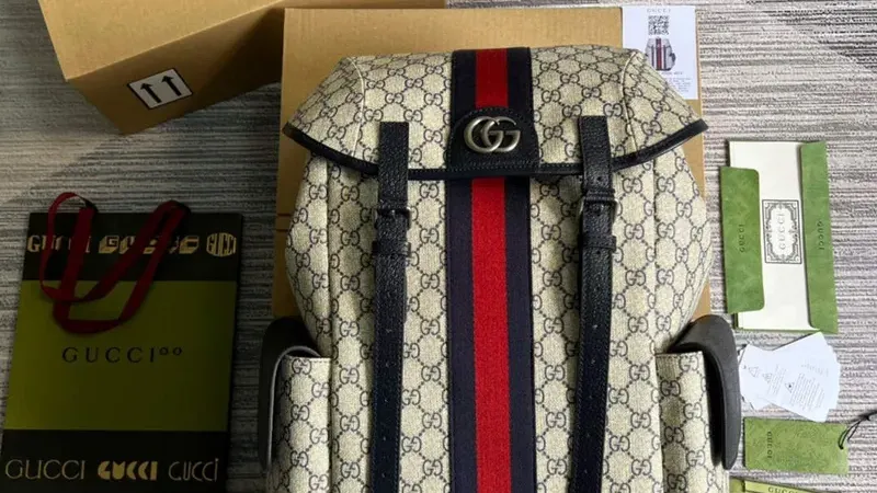 Gucci 598140 Ophidia GG Medium Backpack Blue — Timeless GG Supreme Craftsmanship
