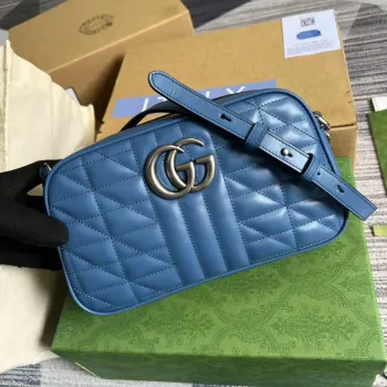 Gucci 447632 GG Marmont Matelassé Shoulder Bag Blue