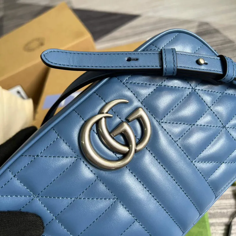 Gucci 447632 GG Marmont Matelassé Shoulder Bag Blue
