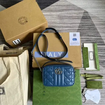 Gucci 634936 GG Marmont Mini Shoulder Bag Blue