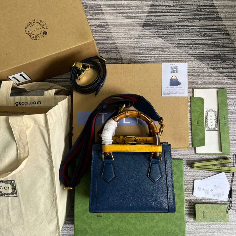 Gucci 702732 Gucci Diana Mini Tote Bag Blue
