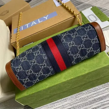 Gucci 503877 Ophidia GG Small Shoulder Bag Navy Blue with Brown