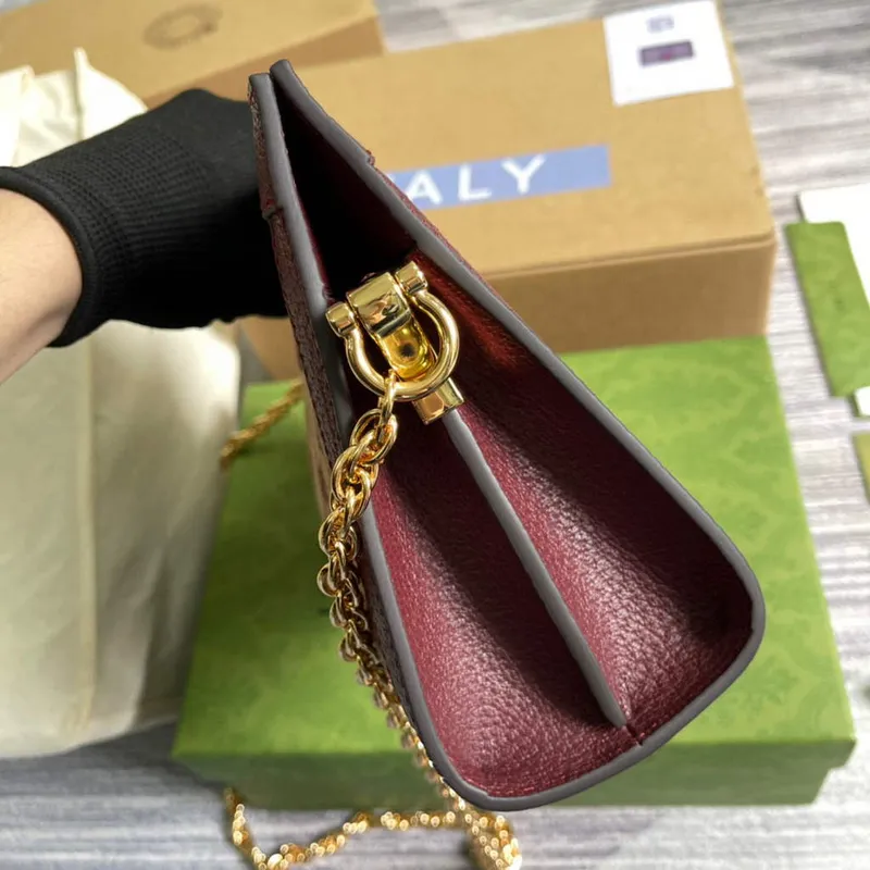 Gucci 503877 Ophidia GG Small Shoulder Bag Wine Red