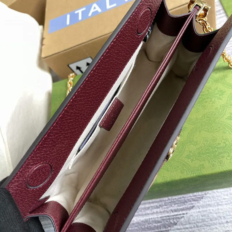 Gucci 503877 Ophidia GG Small Shoulder Bag Wine Red