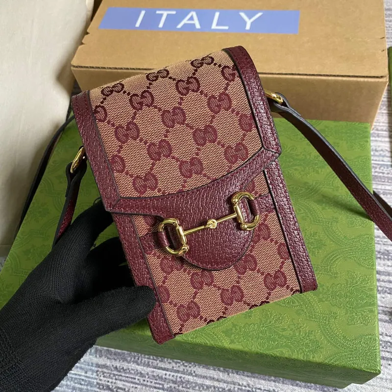 Gucci 625615 Gucci Horsebit 1955 Mini Bag Wine Red