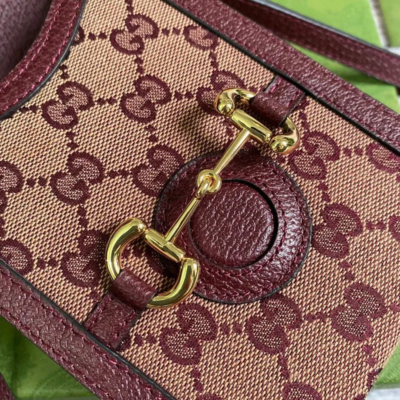 Gucci 625615 Gucci Horsebit 1955 Mini Bag Wine Red