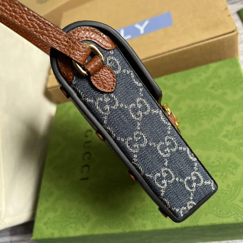 Gucci 625615 Gucci Horsebit 1955 Mini Bag Navy blue Brown