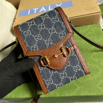 Gucci 625615 Gucci Horsebit 1955 Mini Bag Navy blue Brown
