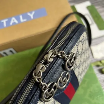 Gucci 499621 Ophidia Small GG Shoulder Bag Beige Blue