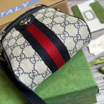 Gucci 598127 Ophidia GG Small Shoulder Bag Beige Blue