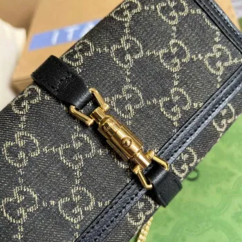 Gucci 652681 Jackie 1961 GG Chain Wallet Black