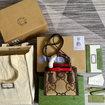 Gucci 655661 Gucci Diana jumbo GG Mini Tote Bag Brown