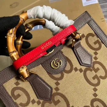 Gucci 660195 Gucci Diana jumbo GG Small Tote Bag Brown