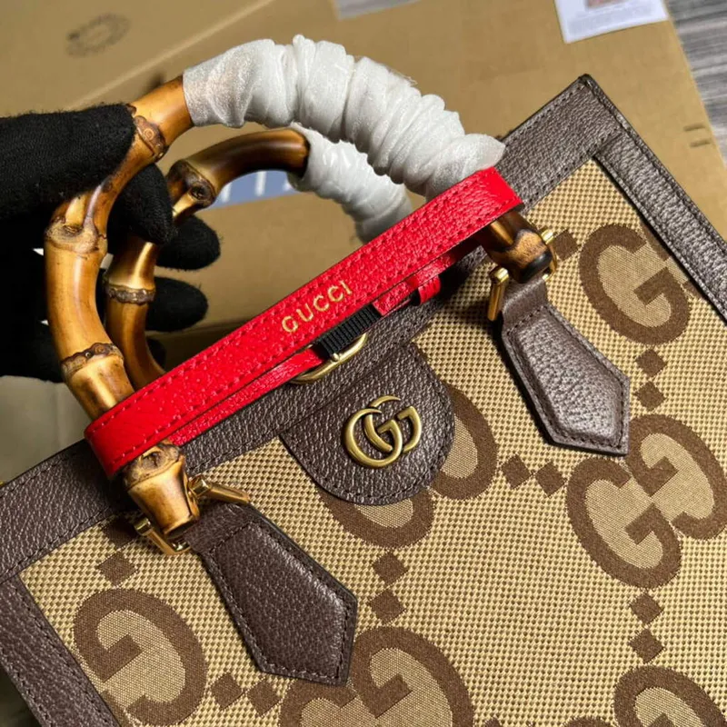 Gucci 660195 Gucci Diana jumbo GG Small Tote Bag Brown