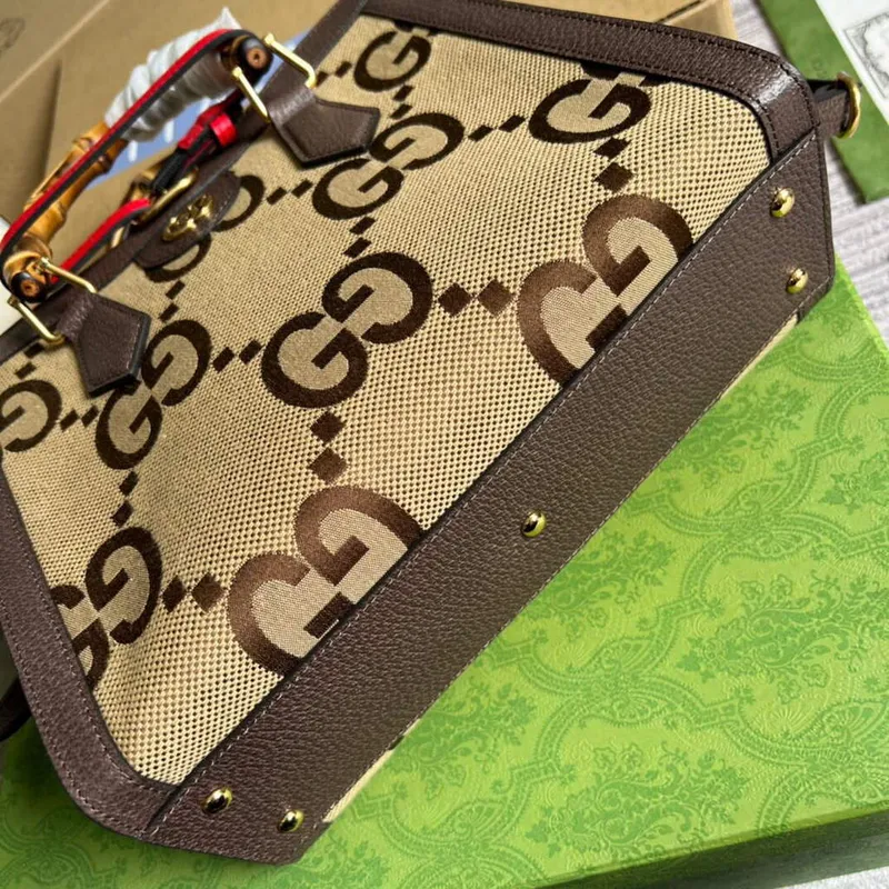 Gucci 660195 Gucci Diana jumbo GG Small Tote Bag Brown