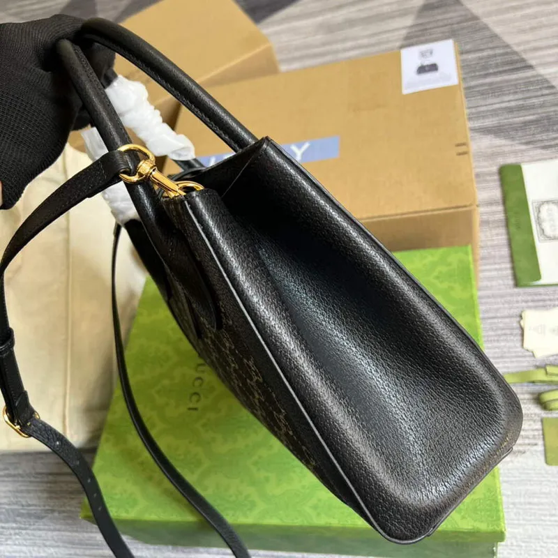 Gucci 685129 GG Jackie1961 Handbag Denim Tote Bag Black