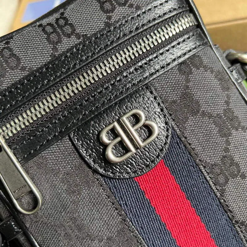 Gucci 680129 Gucci x Balenciaga The Hacker Project Shoulder Zip Bag Black