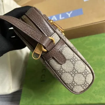 Gucci 680129 Gucci x Balenciaga The Hacker Project Shoulder Zip Bag Brown