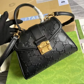 Gucci 675791 Small GG Top Handle Bag Black
