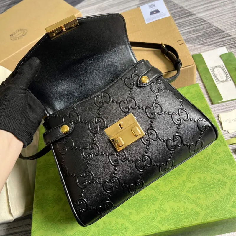 Gucci 675791 Small GG Top Handle Bag Black