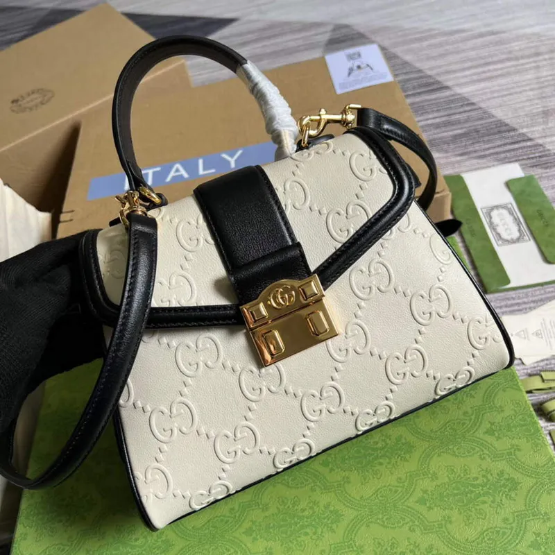 Gucci 675791 Small GG Top Handle Bag White