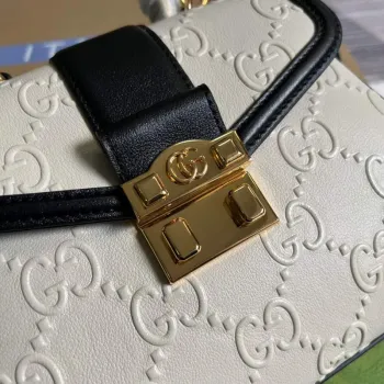 Gucci 675791 Small GG Top Handle Bag White
