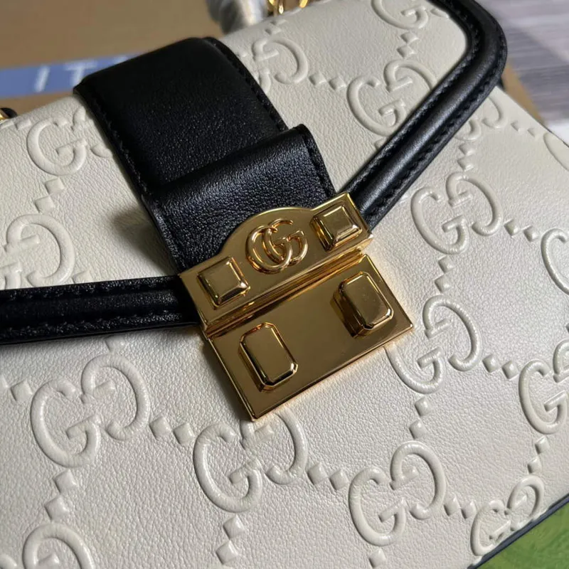 Gucci 675791 Small GG Top Handle Bag White