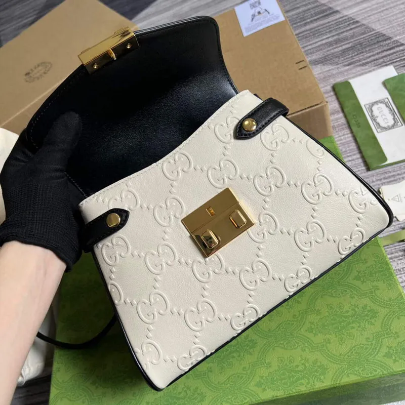 Gucci 675791 Small GG Top Handle Bag White